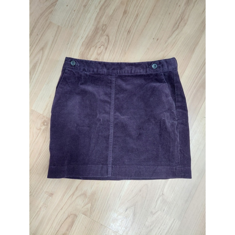Banana Republic Purple Corduroy Mini Skirt Button Waist Pockets Size 4 Plum
